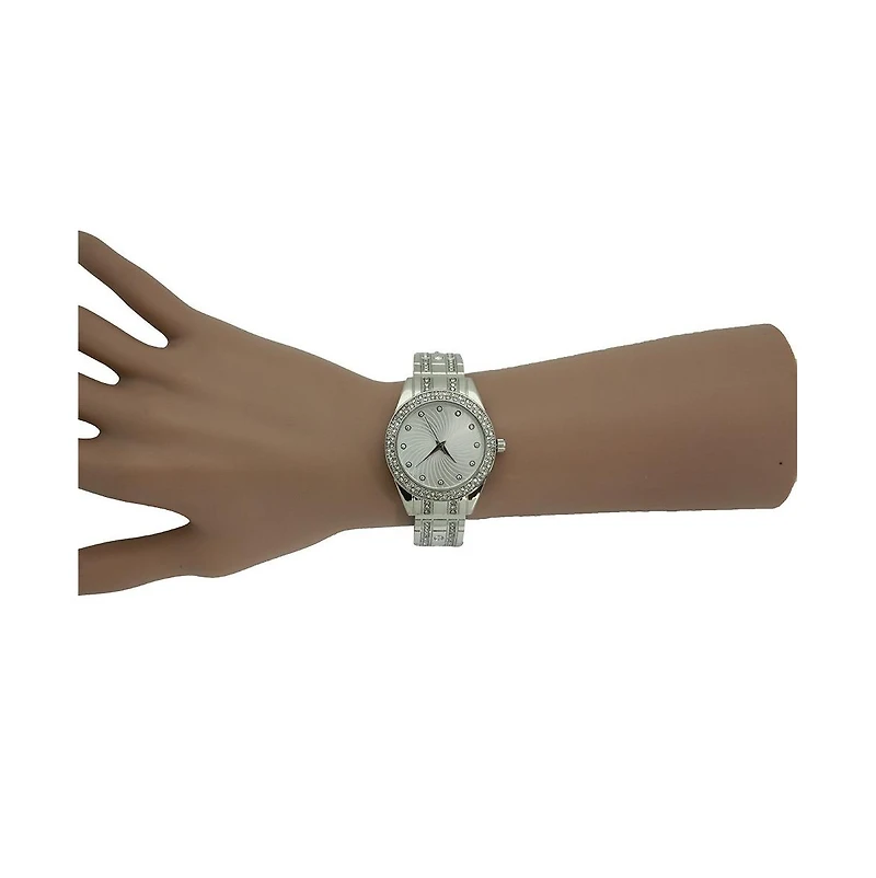 Silver Rhinestone Shiny Bangle Watch