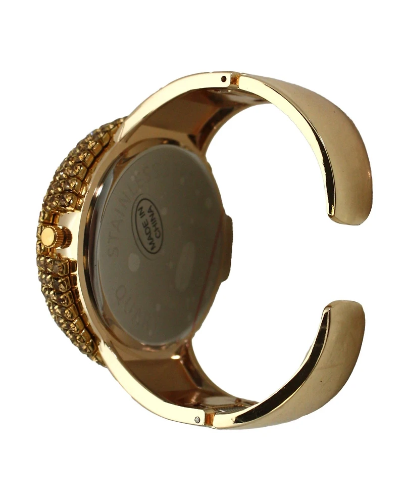 Gold Sparkle Rhinestones Chunky Bangle Women Watch