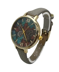 Olivia Pratt Gray Faux Leather Butterflies Dial Women Watch
