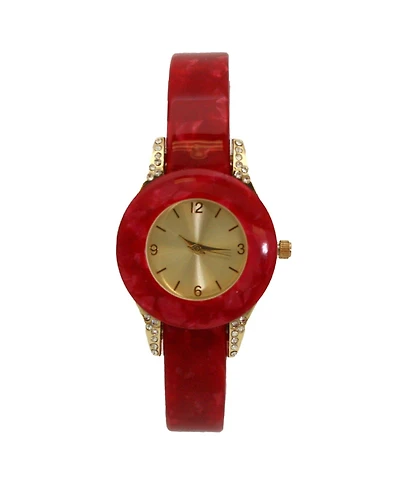 Olivia Pratt Red Rhinestone Tortoise Bangle Watch