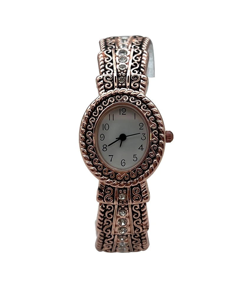 Olivia Pratt Rose Gold New Elegant Textured Bangle Women Watch