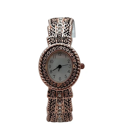 Olivia Pratt Rose Gold New Elegant Textured Bangle Women Watch