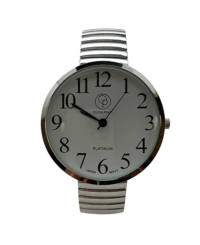 Olivia Pratt Silver Stretch Band Big Face Shiny Colors Women Watch