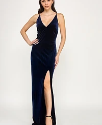 pear culture Junior's Velvet Best Seller Zipper Dress