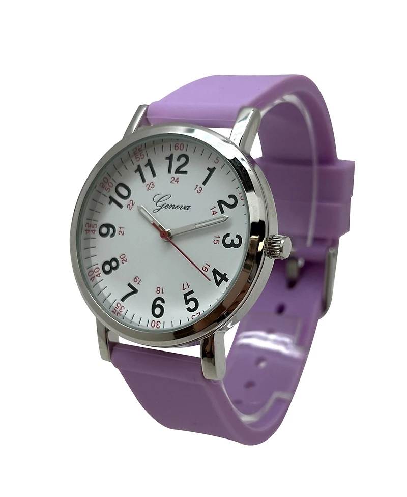 Olivia Pratt Lavender Bold Numbers and Casual Silicone Band Women Watch