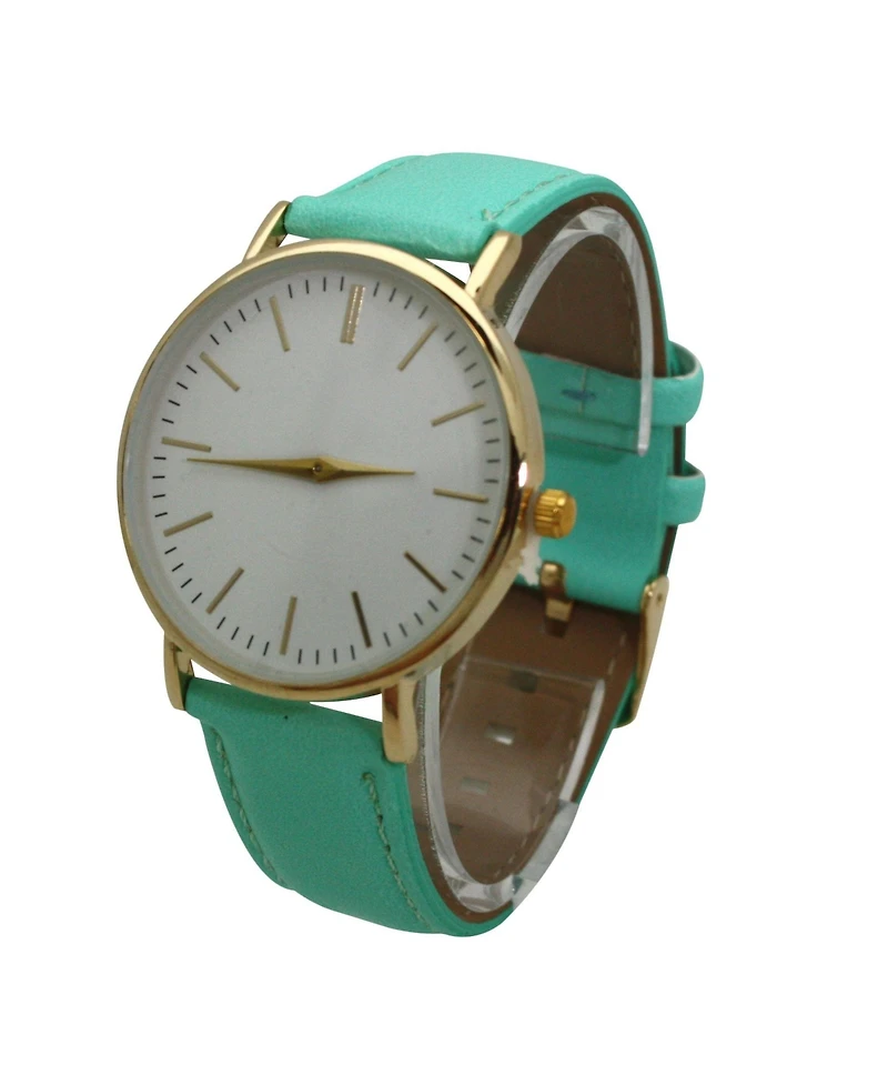 Olivia Pratt Mint Minimalist Leather Strap Watch