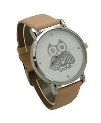 Olivia Pratt Cream Owl Leather Strap Watch