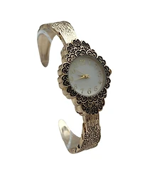 Olivia Pratt Gold Elegant Flower Detailed Face Bangle Women Watch