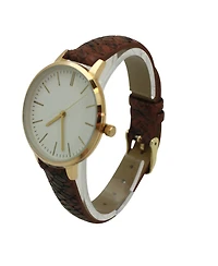 Olivia Pratt Brown Snake Print Leather Strap Watch