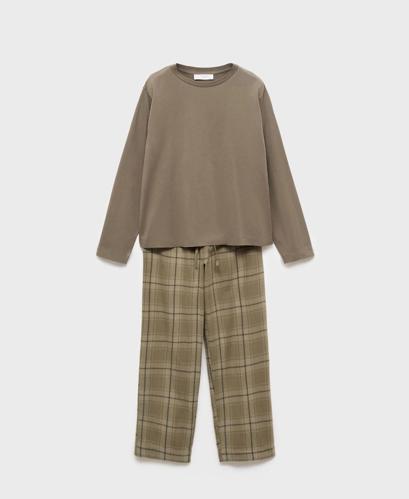 Mango Women's Two-Piece Flannel Check Pajamas