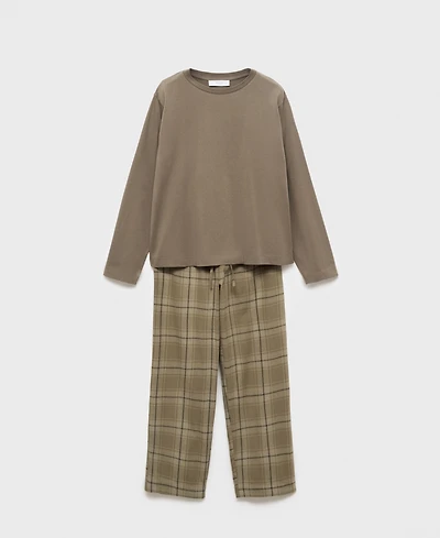 Mango Women's Two-Piece Flannel Check Pajamas