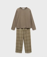 Mango Women's Two-Piece Flannel Check Pajamas