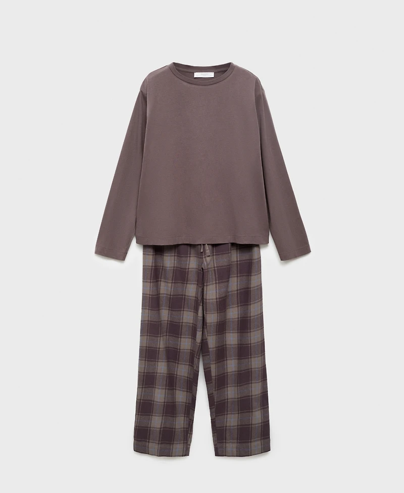 Mango Women's Two-Piece Flannel Check Pajamas
