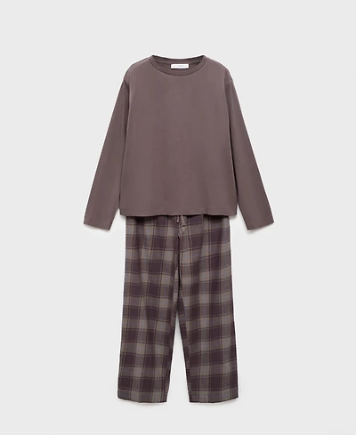 Mango Women's Two-Piece Flannel Check Pajamas