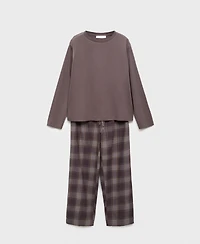 Mango Women's Two-Piece Flannel Check Pajamas