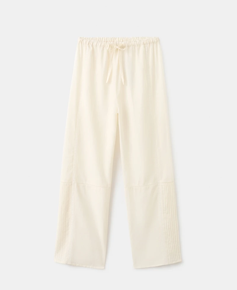 Mango Women's Drawstring Cotton Lace Pajama Pants