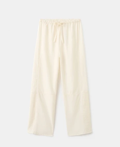 Mango Women's Drawstring Cotton Lace Pajama Pants