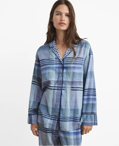 Mango Women's Piping Detail Printed Pajama Shirt