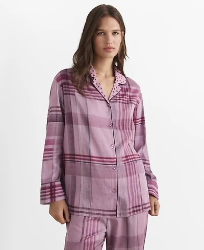 Mango Women's Piping Detail Printed Pajama Shirt