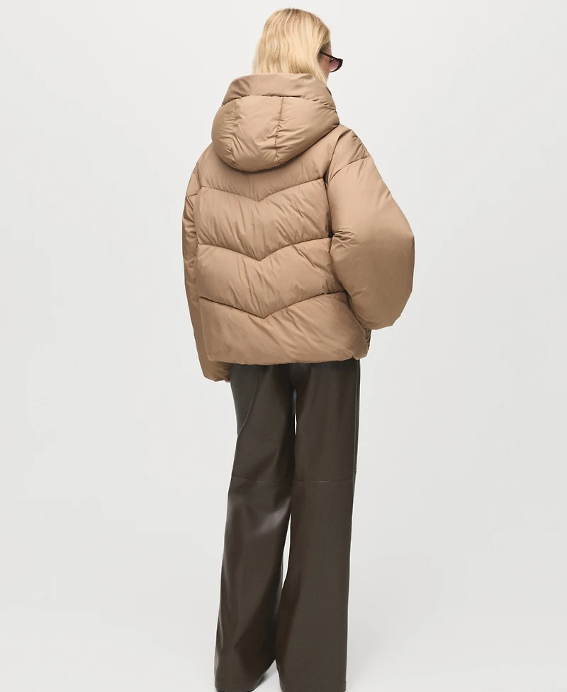 Mango Women's Short Oversized Hooded Anorak Coat