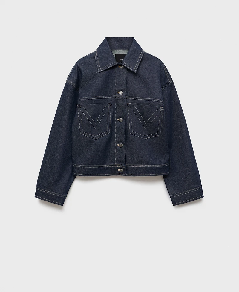 Mango Women's Decorative Stitching Denim Jacket