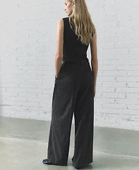 Mango Women's Combination Pinstripe Jumpsuit