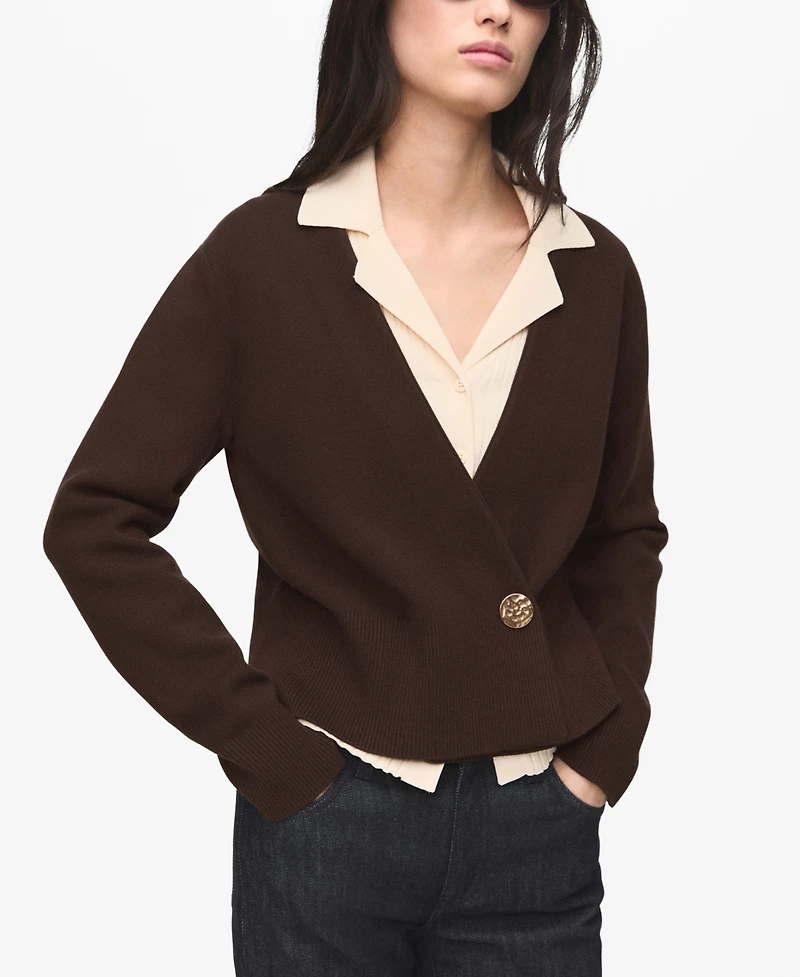Mango Women's Jewel Button Cross-Over Cardigan