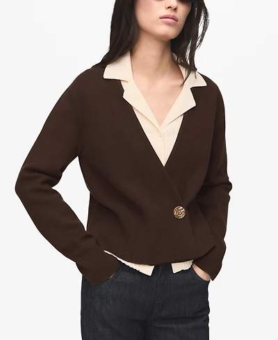 Mango Women's Jewel Button Cross-Over Cardigan