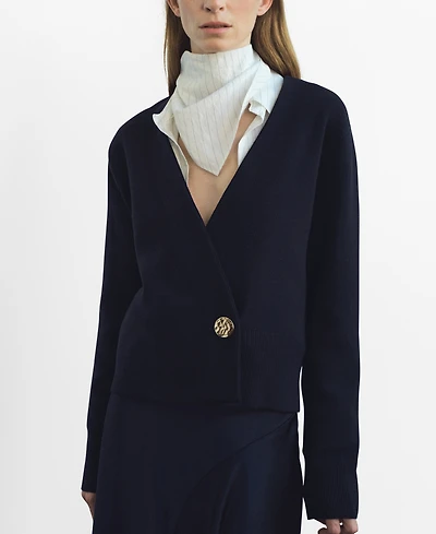 Mango Women's Jewel Button Cross-Over Cardigan