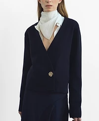 Mango Women's Jewel Button Cross-Over Cardigan