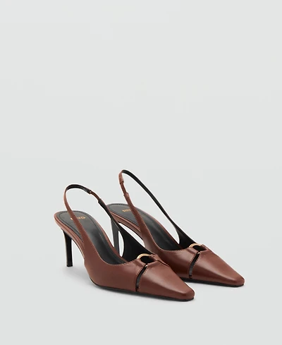Mango Women's Ring Detail Leather Heeled Shoes