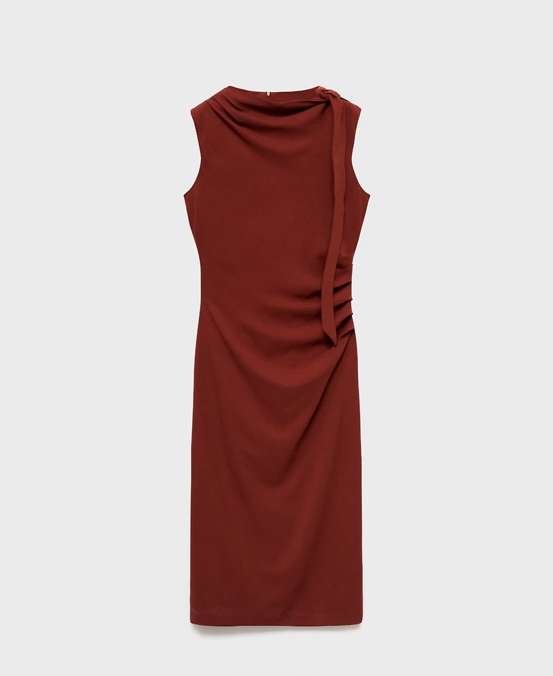 Mango Women's Knot Detail Ruched Dress