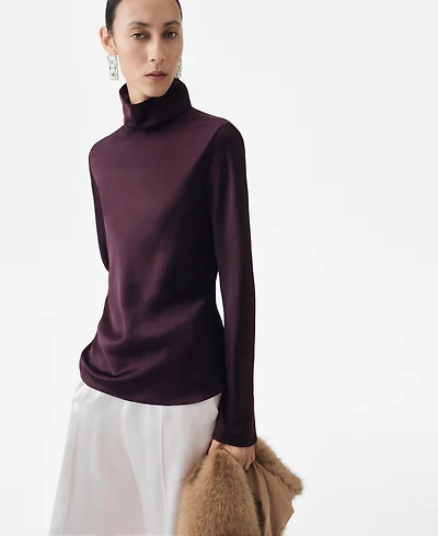 Mango Women's High Collar Satin Blouse