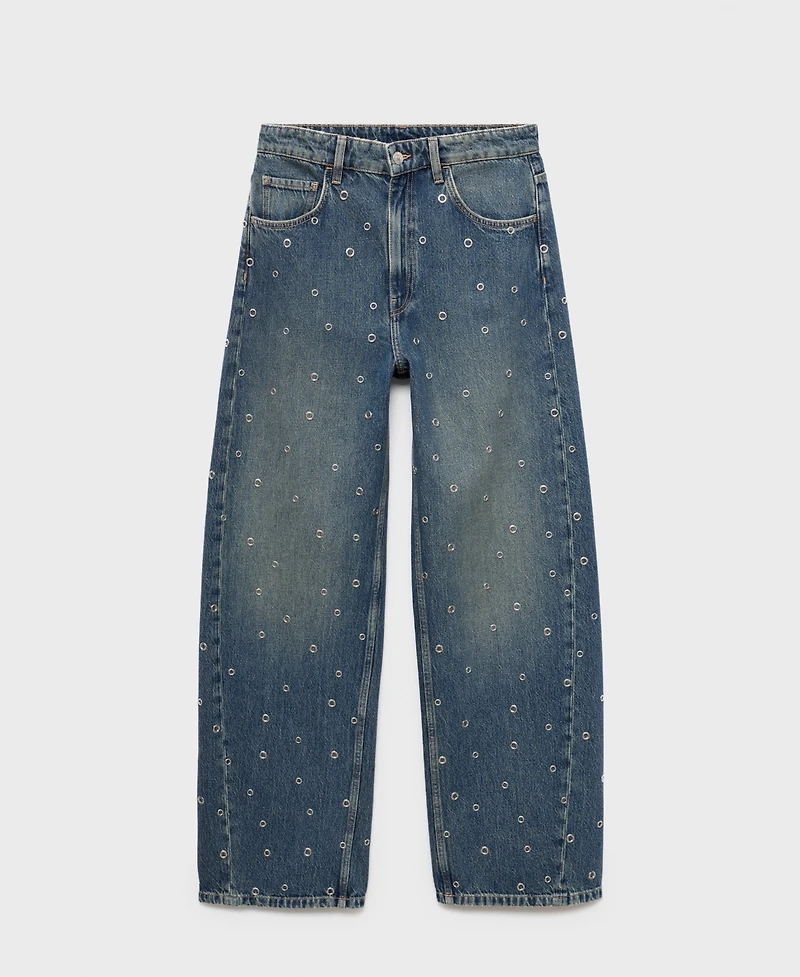 Mango Women's Eyelets Detail Balloon Jeans