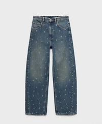 Mango Women's Eyelets Detail Balloon Jeans