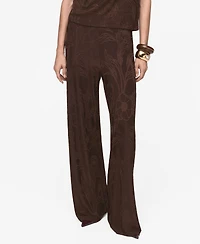Mango Women's Jacquard Floral-Print Straight Pants