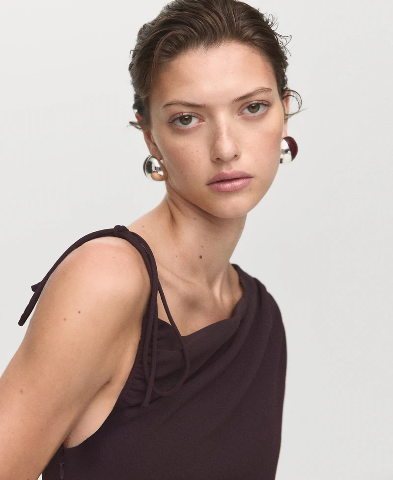 Mango Women's Asymmetrical Neck And Bow Jumpsuit
