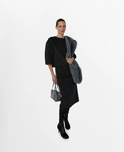 Mango Women's Wool Slit Midi-Skirt