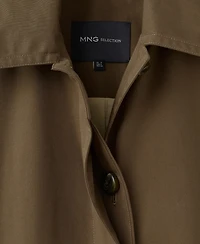 Mango Women's Concealed Buttons Long Cotton Trench Coat