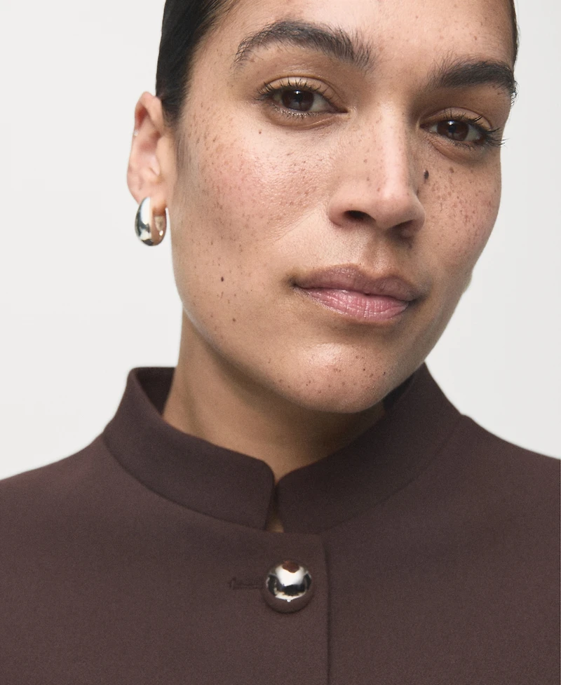 Mango Women's Jewel-Button Strip Collar Jacket