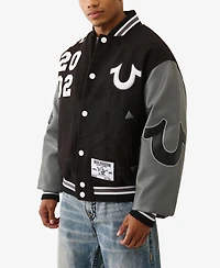 True Religion Men's Boxy Long Sleeves Varsity Jacket