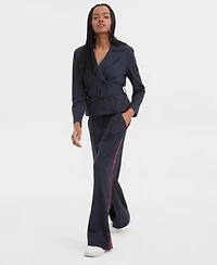 Liverpool Los Angeles Cropped Trench Jacket Built In Bra Top Pleated Trousers