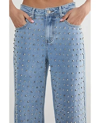 Nasty Gal Women's Studded Straight Leg Denim Jeans