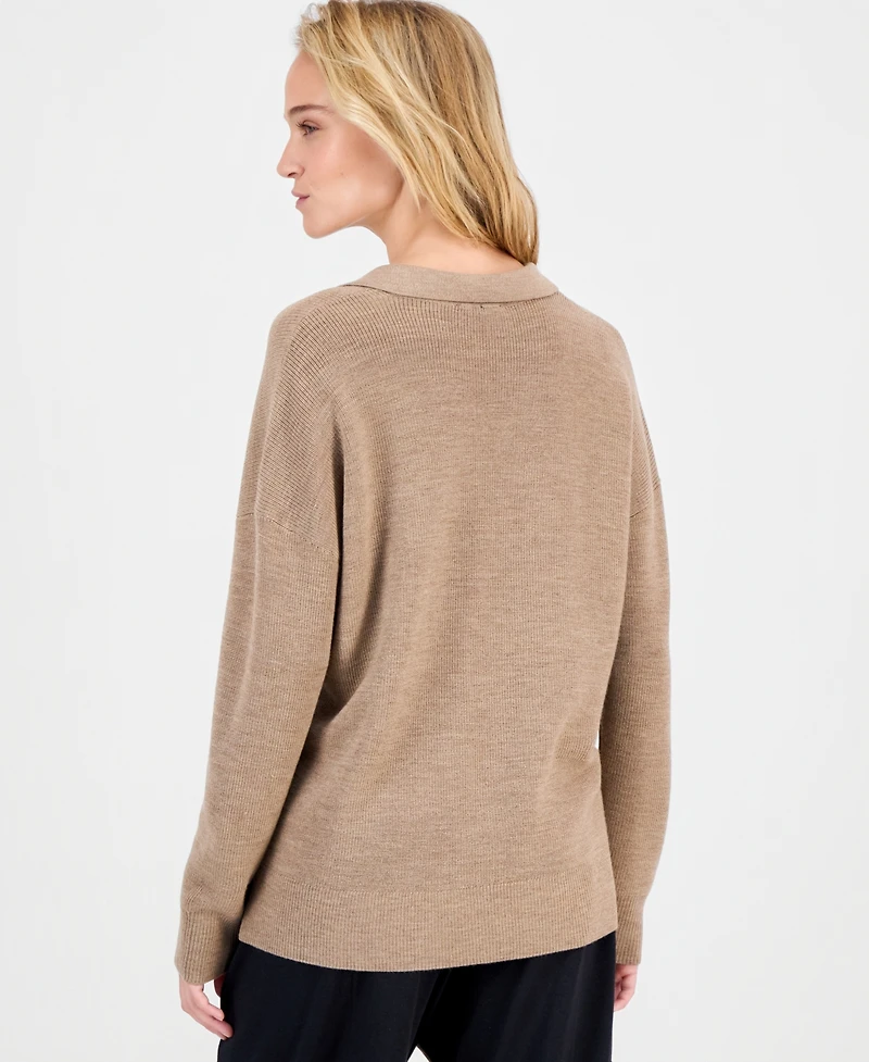 Eileen Fisher Women's Wool Classic-Collar Henley Sweater
