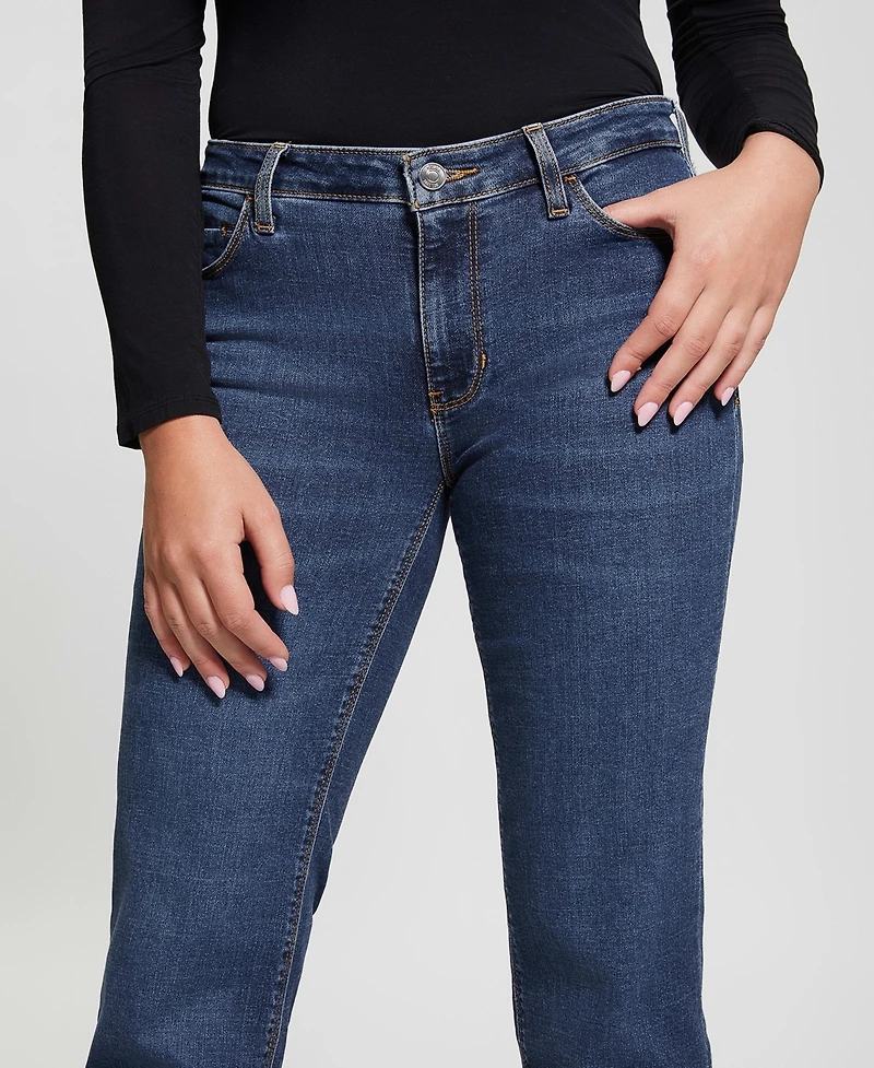 Guess Women's Whiskered Faded-Front Bootcut Denim Jeans