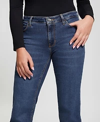Guess Women's Whiskered Faded-Front Bootcut Denim Jeans