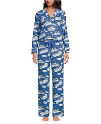 Lands' End Women's Flannel 2 Piece Pajama Set - Long Sleeve Shirt and Pants