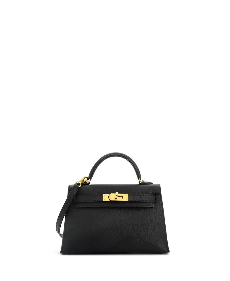 Pre-Owned HERMA‰S Kelly 20 Handbag Black Epsom with Gold Hardware
