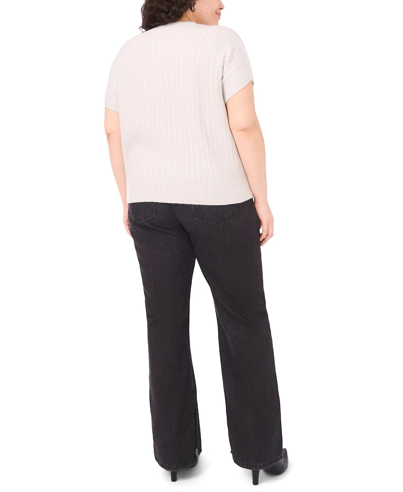 Vince Camuto Plus Sequined Short Sleeve Top