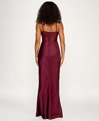 City Studios Juniors' Lace Busiter Trim Maxi Dress